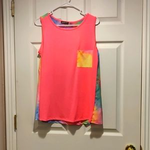 Hot pink and neon tye dye tank top